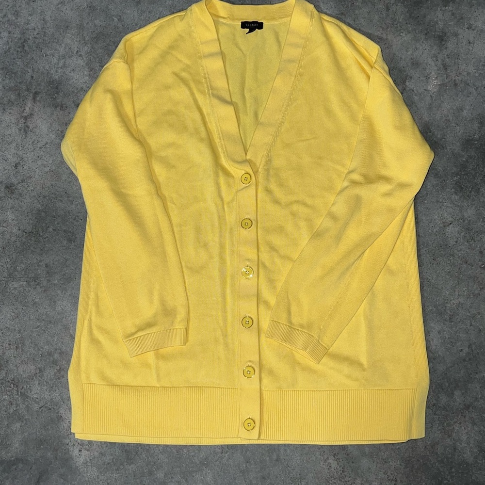 Talbots Yellow V-Neck Button Cardigan